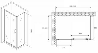 Душевой уголок ABBER Schwarzer Diamant AG301005-S905 100x90см хром